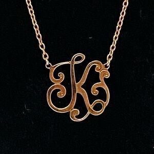 925 Sterling Letter K Initial Pendant Rose Gold Plate JCM JACMEL MAURITIUS